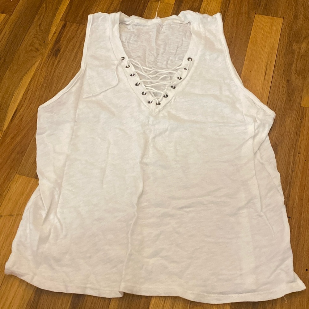 Hello Nite Women’s White Lace Up Tank Top Size M